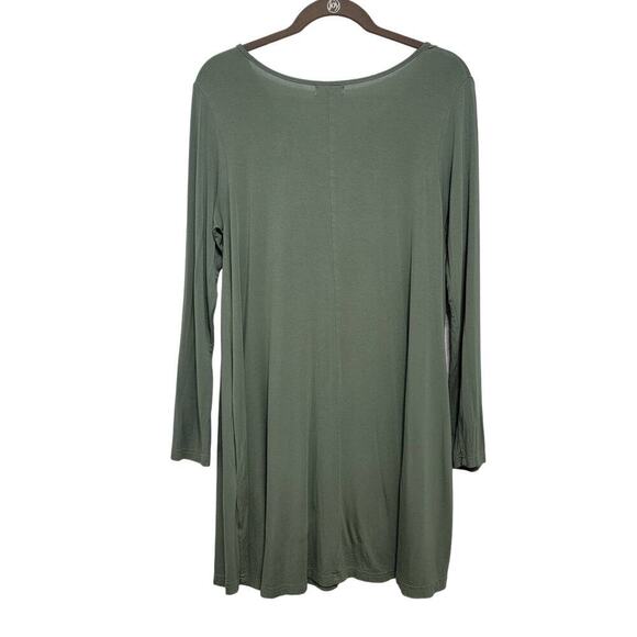 Piko Tunic Top Green Longsleeve A Line Pockets Bamboo 679 - Picture 2 of 10